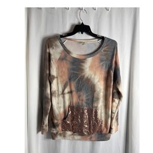 7th Ray‎ Tie Dye Sequin Pocket Sweatshirt Women's X-Large